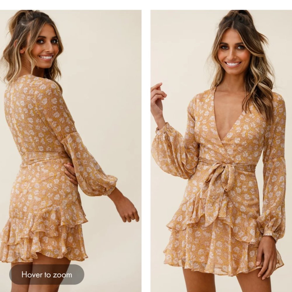 Mustard Yellow Floral Dress